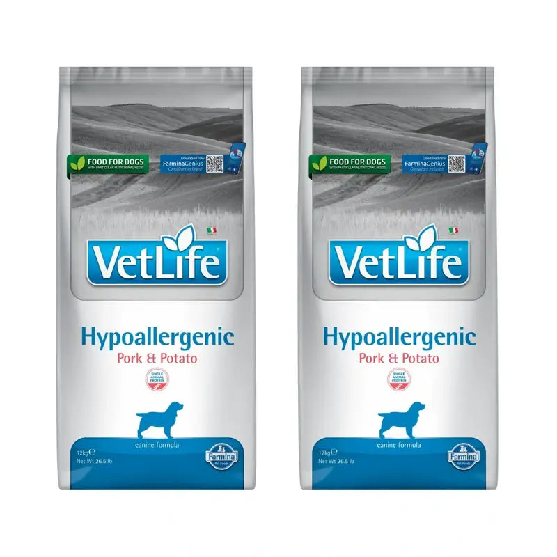 Farmina Vet Life Dog Hypoallergenic Cerdo Adult 12Kg, Pienso Para Perros, Pack De 2