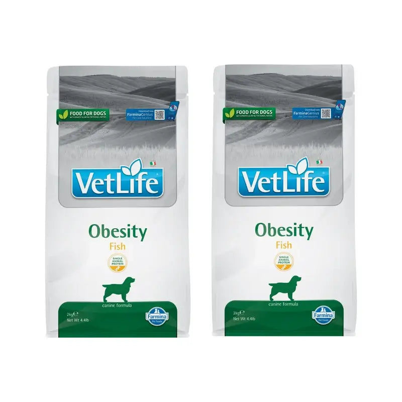 Farmina Vet Life Nat Dog Obesity Pescado Adult 2Kg, Pienso Para Perros, Pack de 2