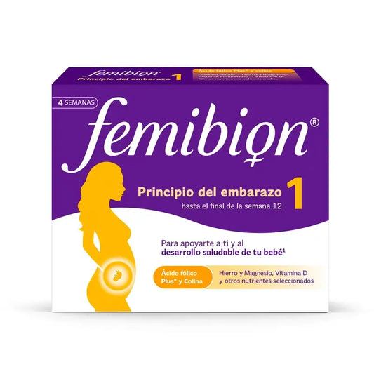 Femibion 1 Primer Trimestre Embarazo, Semanas 1-12, Ácido Fólico Plus, 28 Comprimidos