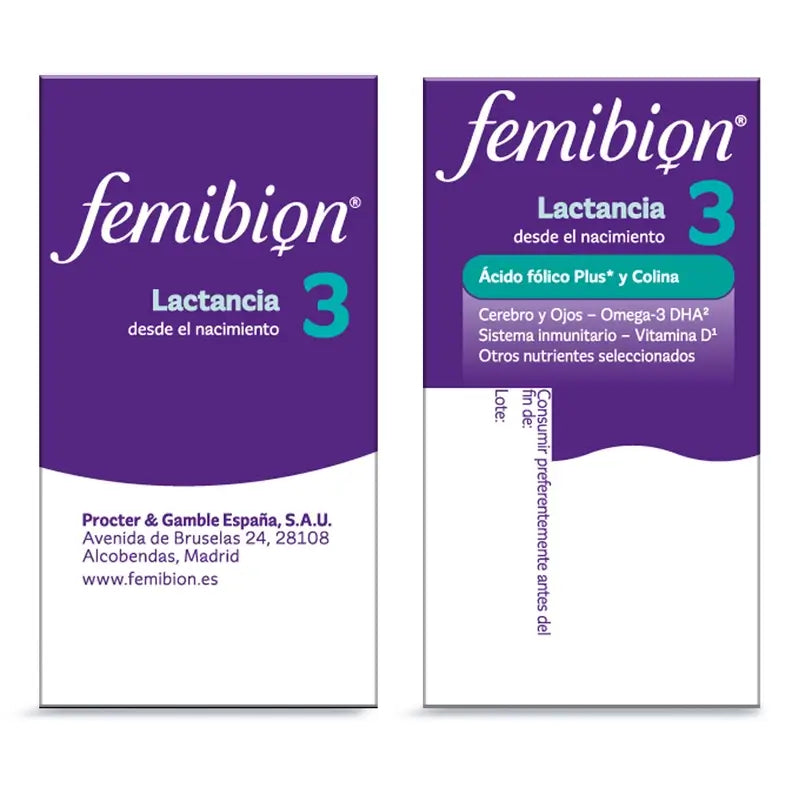 Femibion 3 Lactancia Embarazo con Ácido fólico y Vitaminas, 2 x 28 Comprimidos