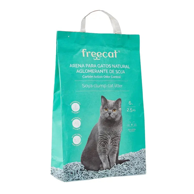 Freedog Arena Gatos Natural Aglomerante Soja Carbón, 6 litros