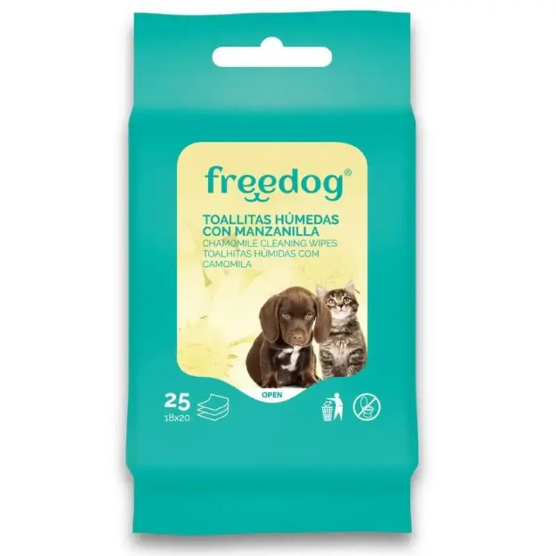 Freedog Toallitas Humedas Manzanilla Pocket 25 Ud 18X20Cm