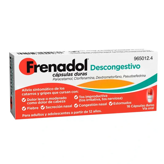 FRENADOL® Descongestivo Antigripal, Vía Oral, 16 cápsulas