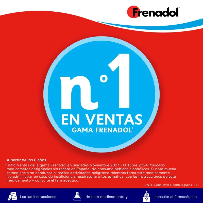 Frenadol Junior Antigripal, Alivio para niños, Sabor Naranja, Vía Oral, 10 sobres