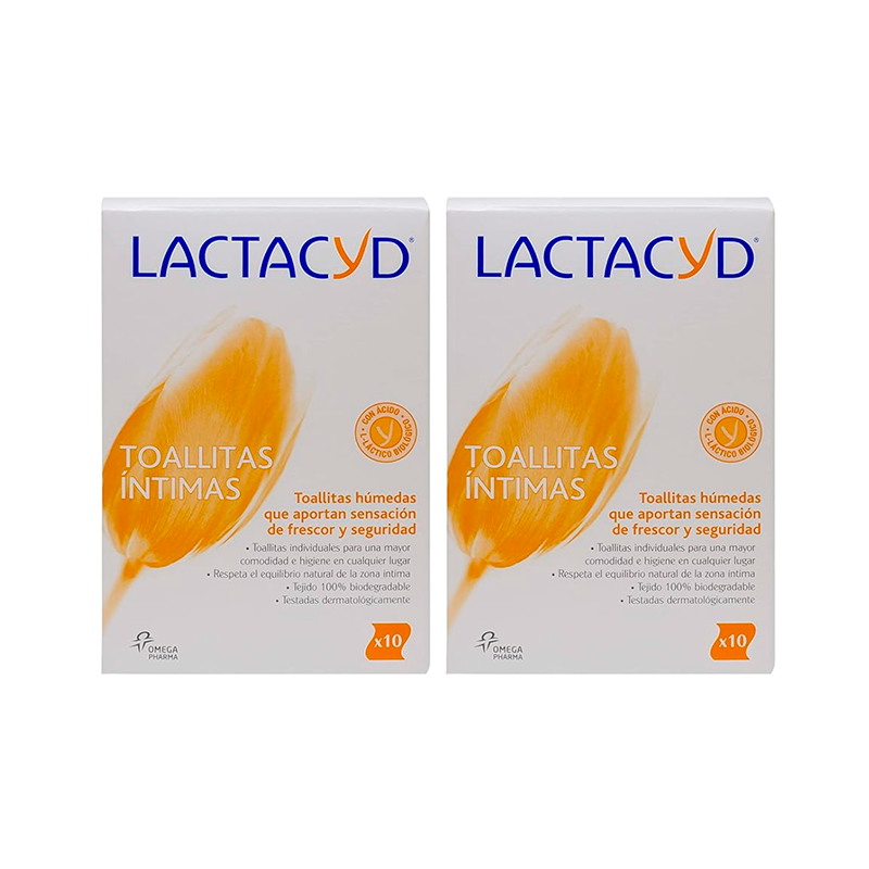 Lactacyd Duplo Toallitas Individuales Higiene Íntima 2 x 10 unidades