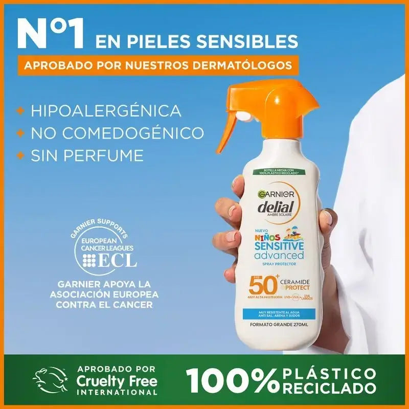 Garnier Delial Protector Solar Niños Spf50 Para Pieles Claras Y Sensibles. Pediátrico, 270Ml