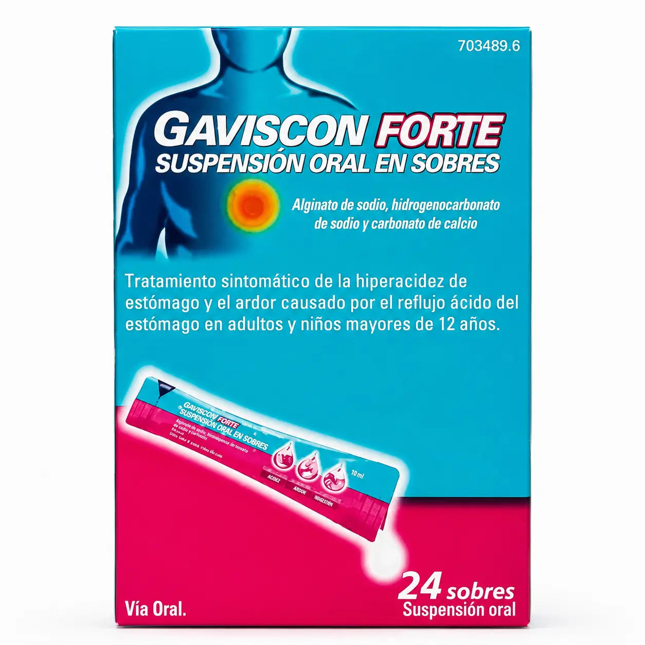 Gaviscon Forte Suspension Oral Frutos Del Bosque, 24 sobres