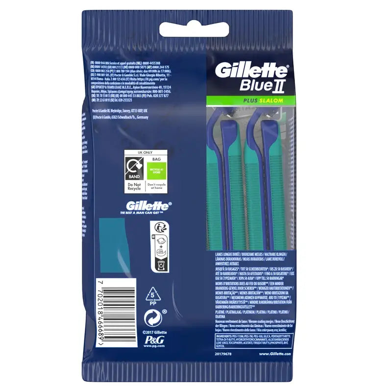 Gillette Blue Ii Plus Slalom Maquinillas Desechables, 10 unidades