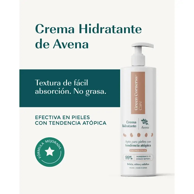 Green Cornerss Crema Hidratante de Avena, 3 x 280 ml