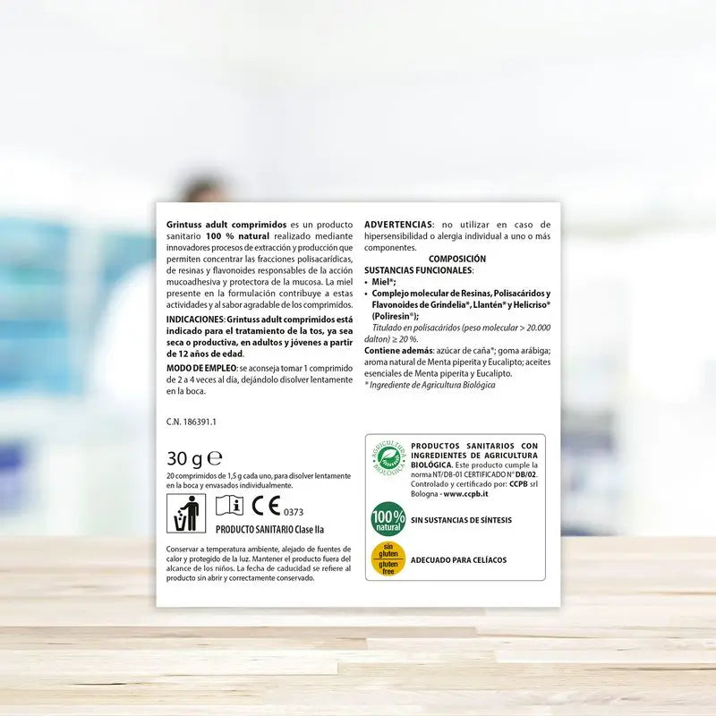 Aboca Grintuss Adult Tos Seca y Productiva, 20 Comprimidos