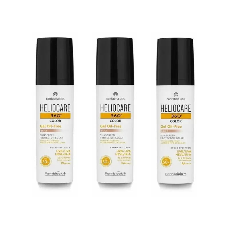 Heliocare 360º Color Gel Oil Free Beige Spf 50+, 3X50 Ml