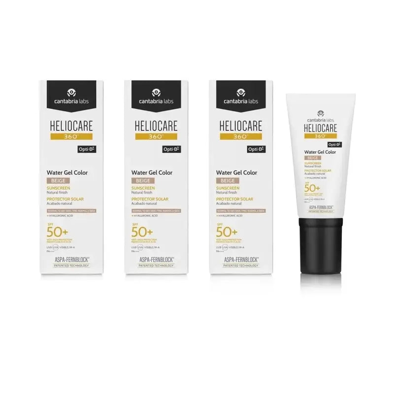 Heliocare 360º Color Water Gel Beige Spf 50+, 3X50 Ml