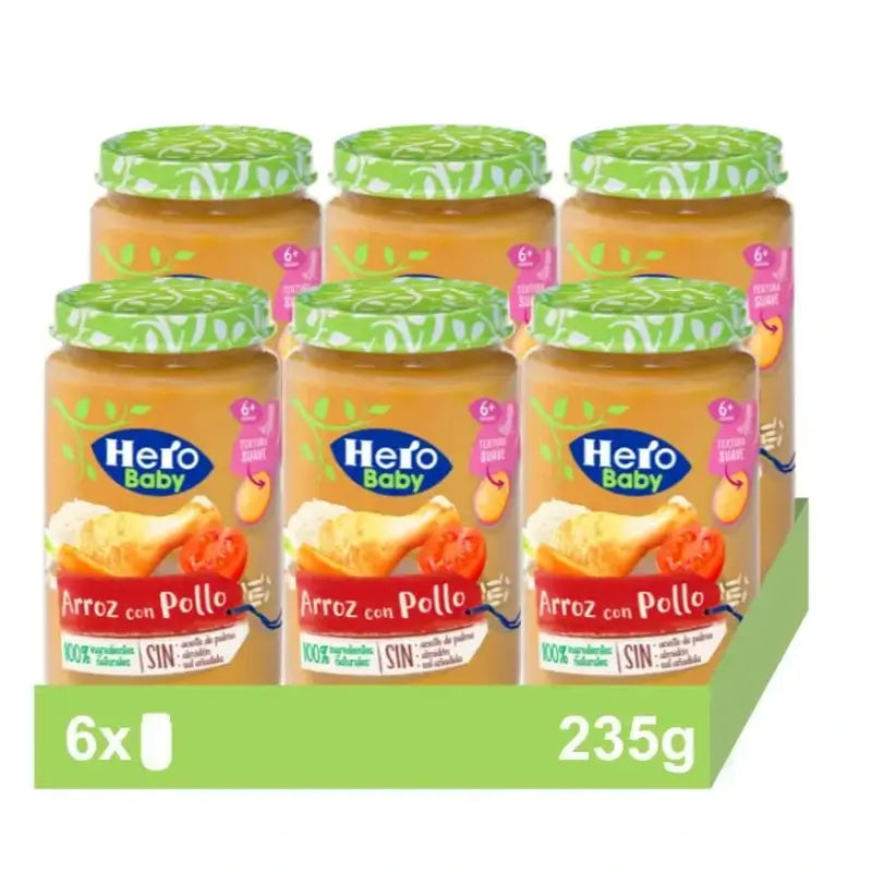 Hero Baby Pack Tarrito Arroz Con Pollo, 6 X 235 gr