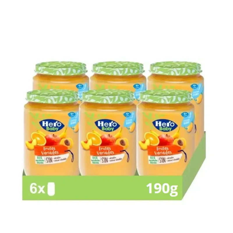 Hero Baby Packs Tarritos De Frutas Variadas, 6 X 190 gr