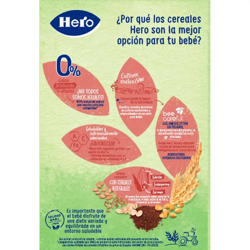 Hero Baby Papilla De Cereales 8 Cereales Con Cacao 340G