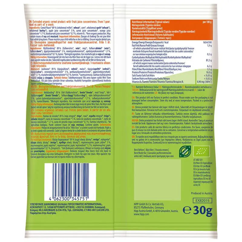 Hipp Estrellitas Con Frutas Bio, 30G