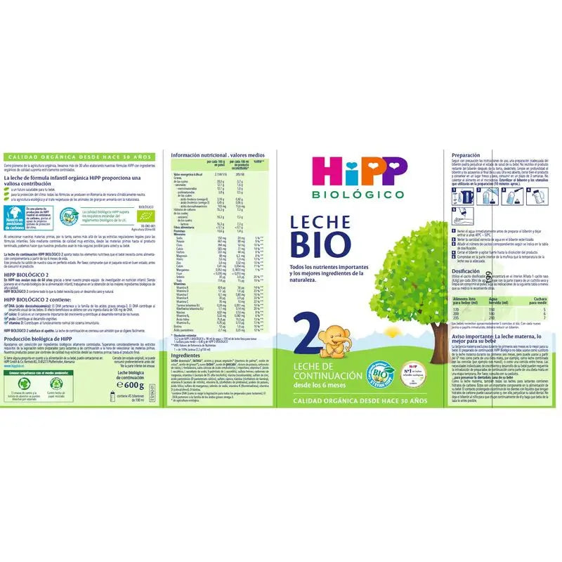 Hipp Leche 2 De Continuación Bio, 600 G