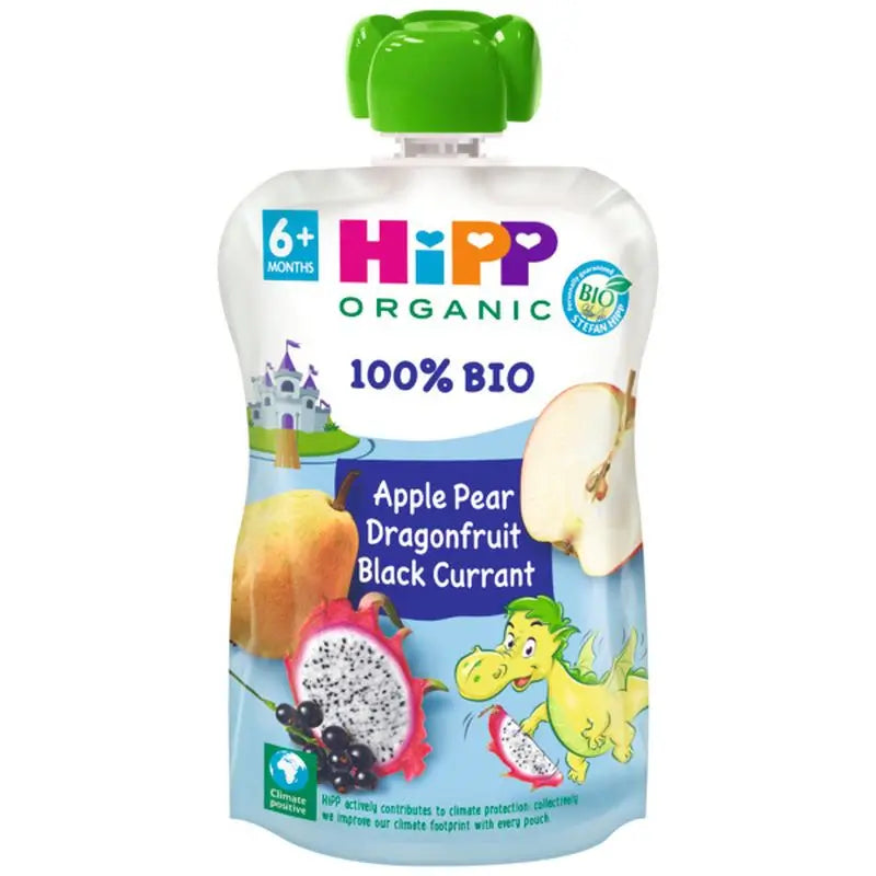 Hipp Pouches Dragón Manzana,Pera,F.Dragón,Grosella Bio, 100 G