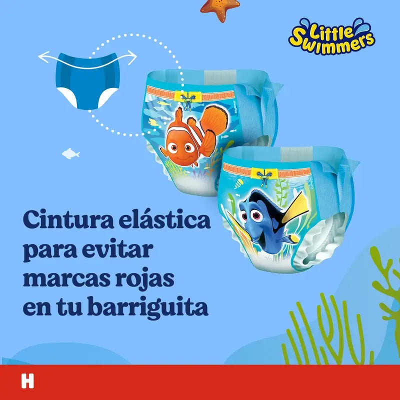 Huggies Little Swimmers Talla 2-3 (3 - 8 Kg), Pañales Bañadores, 12 unidades
