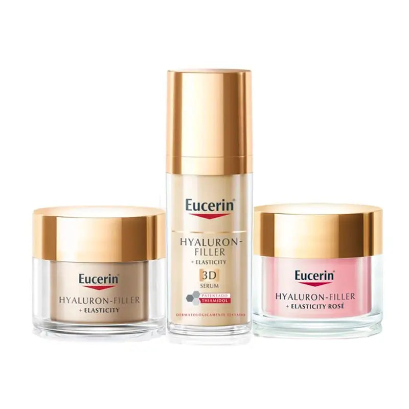 Eucerin Pack Hyaluron-Filler + Elasticity Serum, Noche Y Crema Dia Rosé Fp30