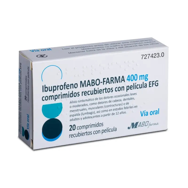 Ibuprofeno Mabo-Farma 400 mg comprimidos Recubiertos con Pelicula Efg, 20 comprimidos