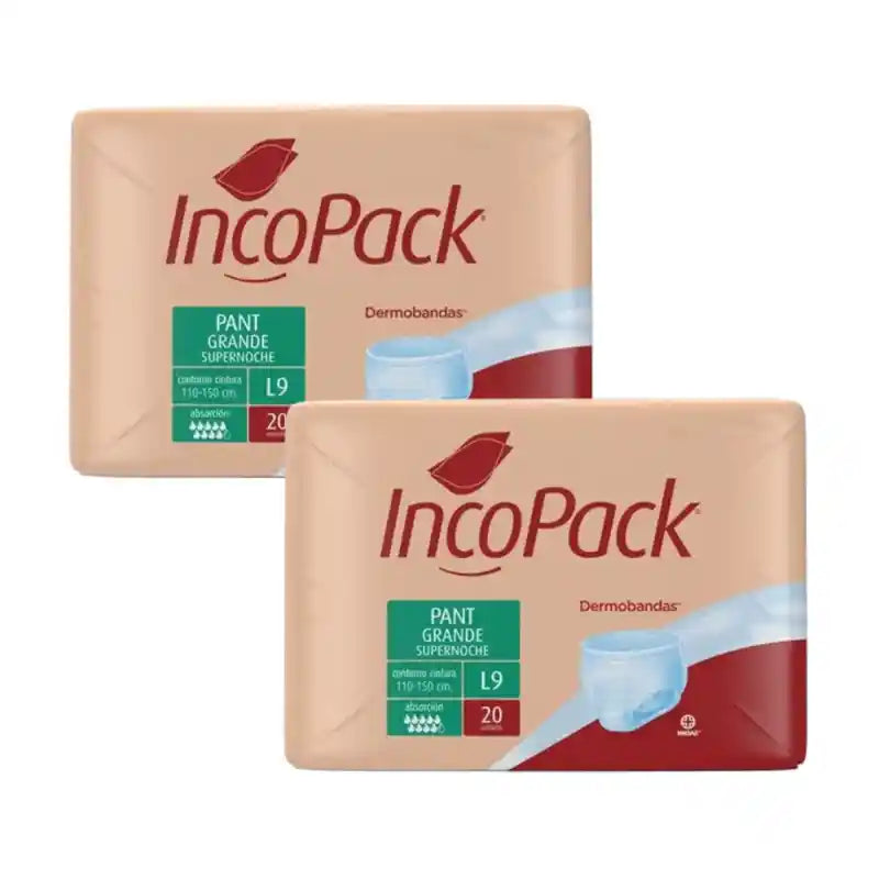 Incopack Pant Absorbente Supernoche Talla Grande , Pack 2, 160 Unidades.