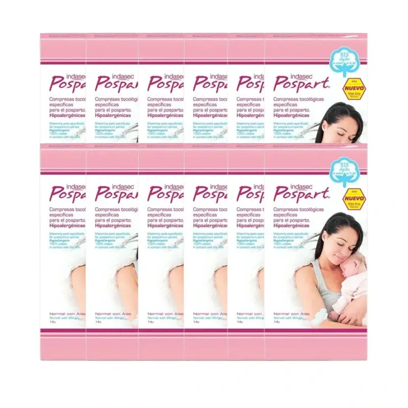 Indasec Pospart Compresa Normal Con Alas , 12 x 14 unidades
