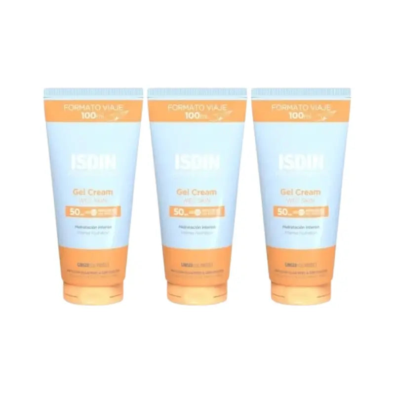 Isdin Fotoprotector Gel Cream Spf 50+ Formato Viaje, 3X100 Ml