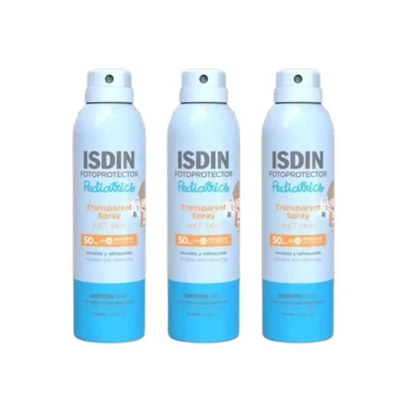 Isdin Fotoprotector Spray Pedriático Transparente Wet Skin Spf 50, 3X250 Ml