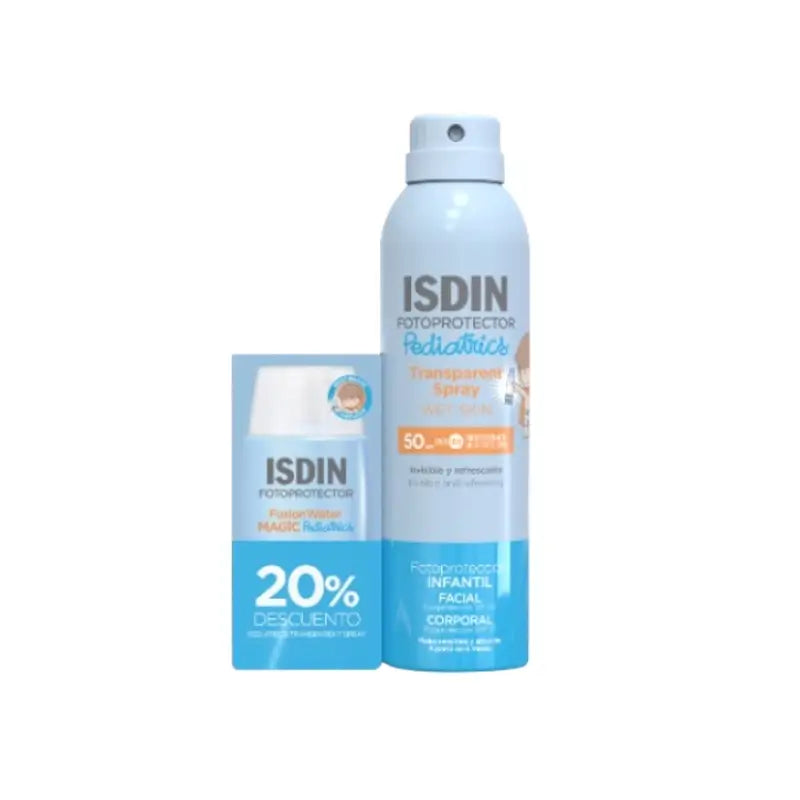 Isdin Fotoprotector Pack Fusion Water Magic Pediatrics + Transparent Spray Pediatrics 20%