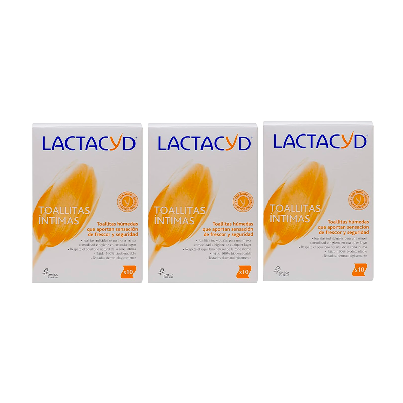 Lactacyd Triplo Toallitas Individuales Higiene Íntima 3 x 10 unidades