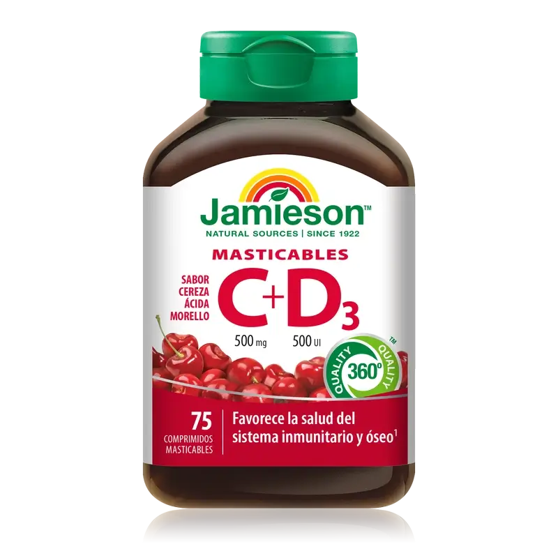 Jamieson Vitamina C+ D3 500Mg 500Ui , 75 Comprimidos Masticables