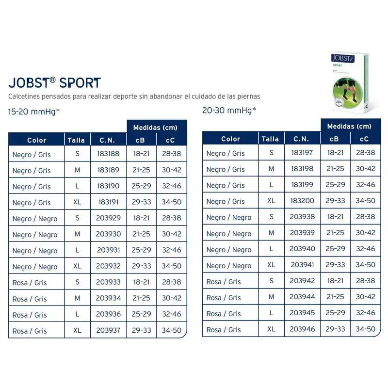 Jobst Calcetines Sport, Negro, 15-20 Mmhg