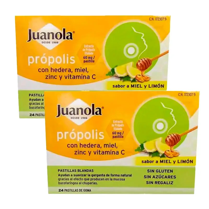 Juanola Pastillas Blandas Própolis Limón y Miel Pack 2 x 24 uds