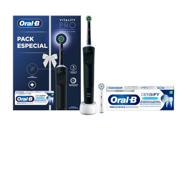 Oral-B Cepillo Eléctrico Negro Vitality Pro + Pasta Dentífrica Dental Densify