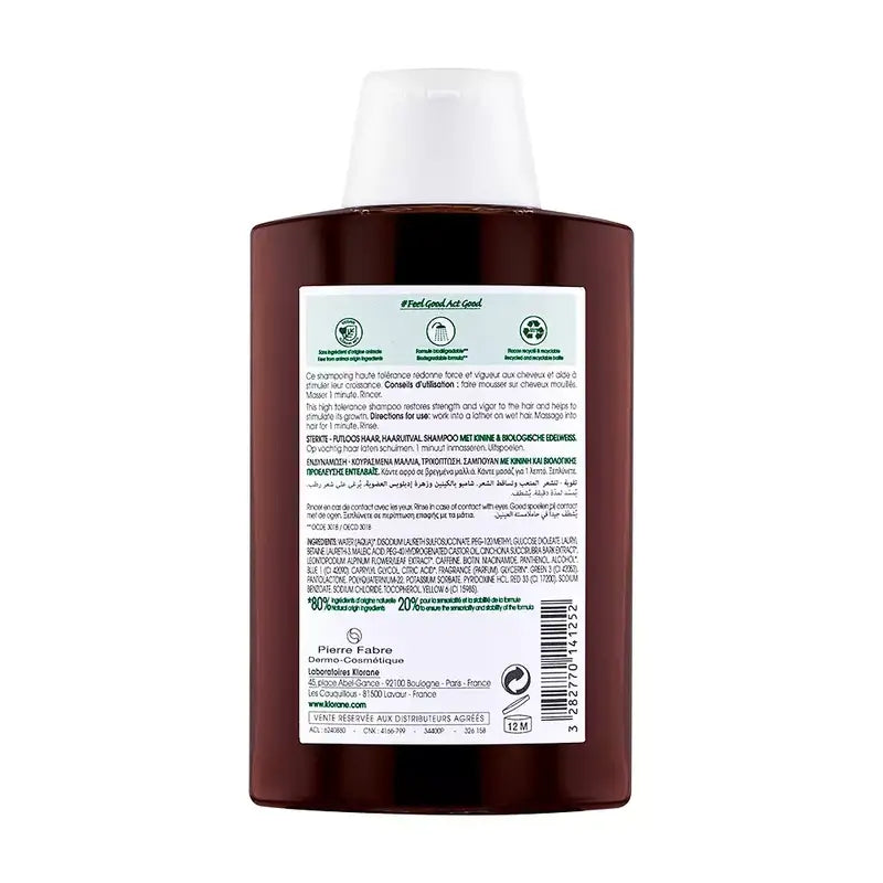 Klorane Champú a la Quinina y Edelweis Bio 200 ml