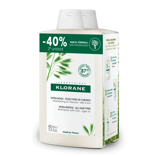 Klorane Champú Extra Suave a la Leche de Avena 2X400 ml