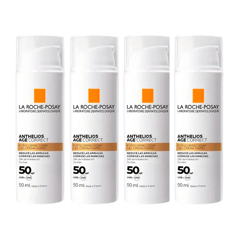La Roche Posay Anthelios Age Correct SPF50 Gel-Crema, Pack 4 x 50 ml