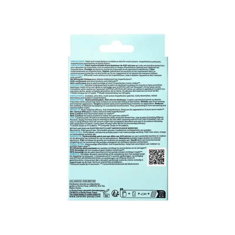 La Roche-Posay Effaclar Duo+M Parches Invisibles Anti-Imperfecciones Y Antimarcas , 22 unidades