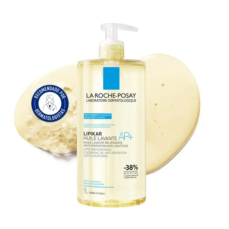 La Roche Posay Lipikar Aceite Lavante Ap+ Limpiador Corporal Anti Irritación Para Pieles Atópicas , 1000 ml