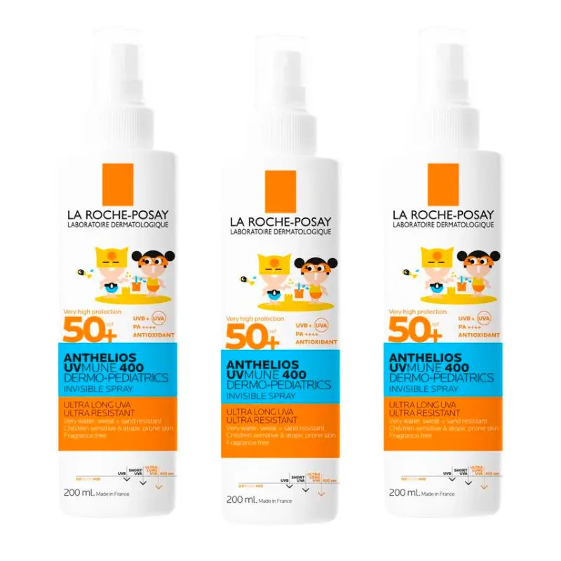 La Roche Posay Triplo Anthelios Dermo-Pediatrics Spray Invisible Spf 50+ Protector Solar Niños, 3 X 200 Ml