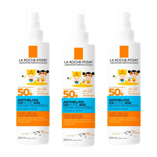 La Roche Posay Triplo Anthelios Dermo-Pediatrics Spray Invisible Spf 50+ Protector Solar Niños, 3 X 200 Ml