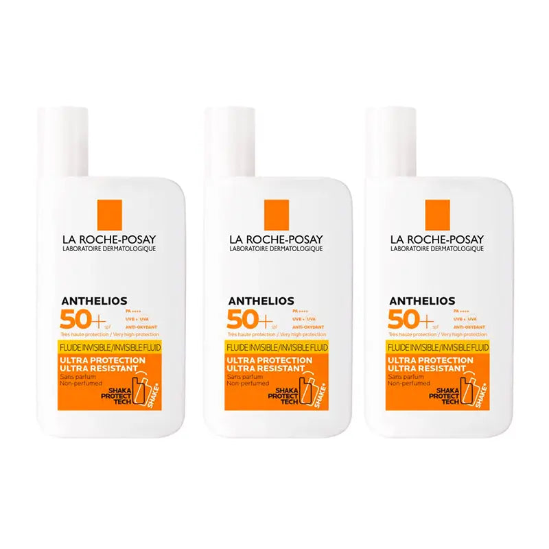 La Roche Posay Triplo Anthelios Uv-Mune 400 Fluido Invisible Spf50+, 3 X 50 Ml
