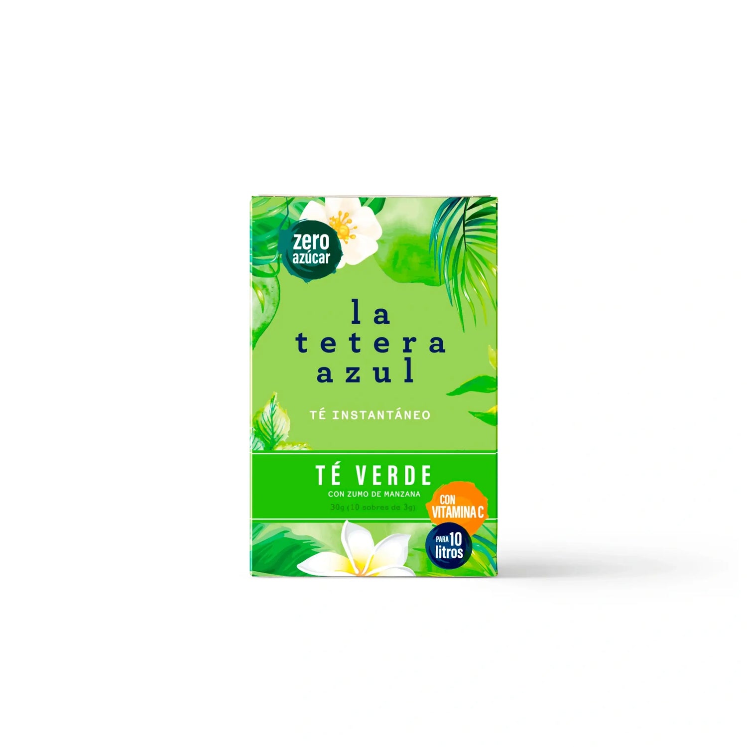 La Tetera Azul Te Verde Frío Sabor Manzana. Infusión Fría En Polvo caja de 10 sobres