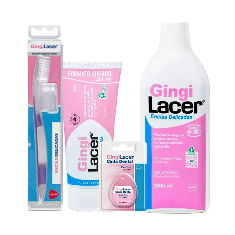 Lacer Pack Gingilacer (Colutorio + Pasta de Diente + Hilo Dental + Cepillo De Dientes)