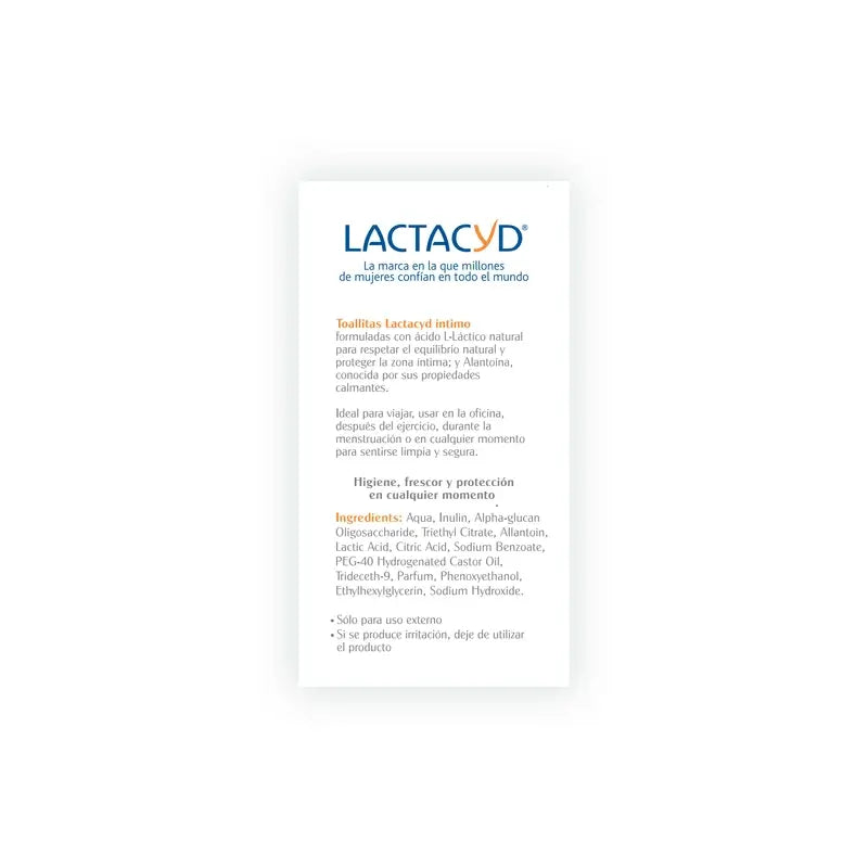 Lactacyd Toallitas Individuales Higiene Íntima 10 unidades