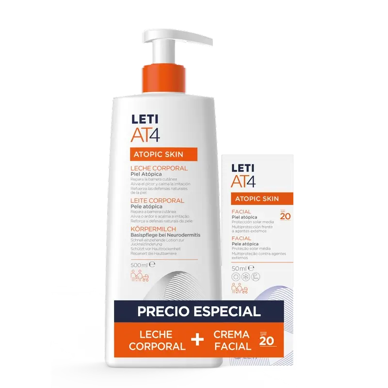 Leti AT4 Leche Corporal 500 ml + Facial Spf20 50 ml Regalo