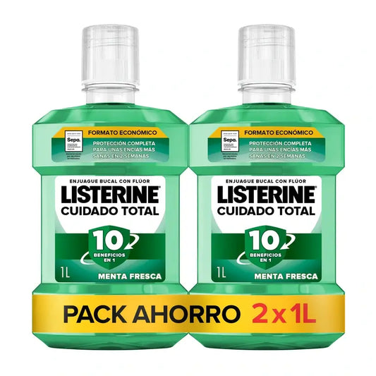 Listerine Enjuague Bucal Protección Dientes Y Encías, Menta Fresca, Pack De 2X1L