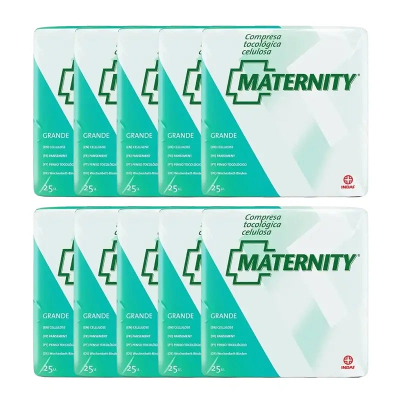 Maternity Compresa Tocológica Celulosa , 10 x 25 unidades