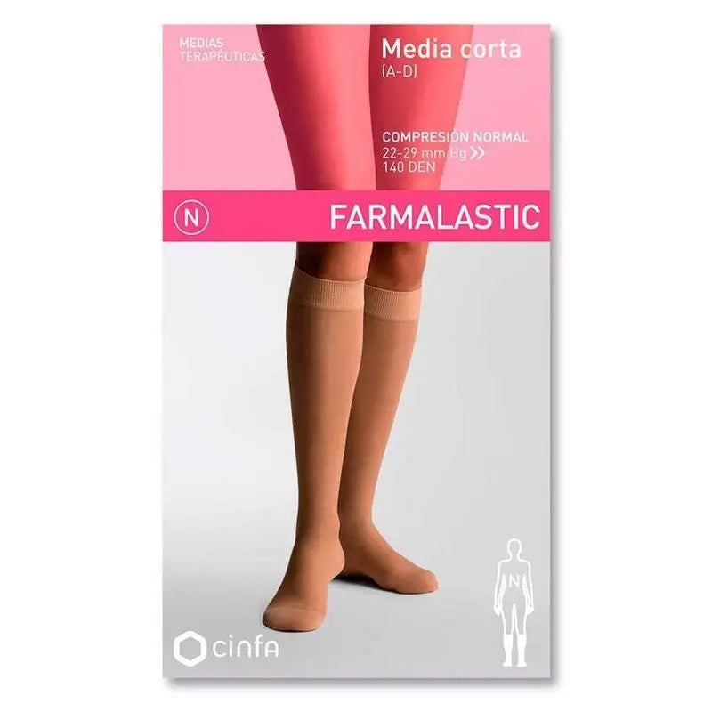 Farmalastic Media Corta Compresión Normal Negra, Talla XL, Unidad
